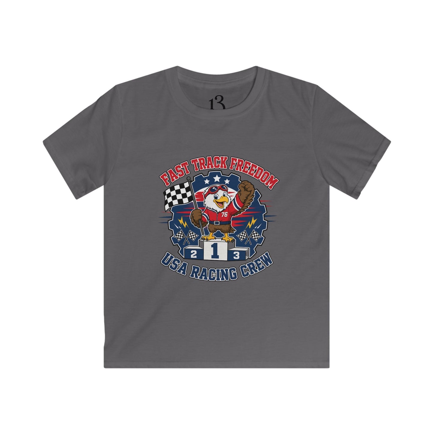 Kids Racing Tee - 'Fast Track Freedom' USA Racing Champion Graphic