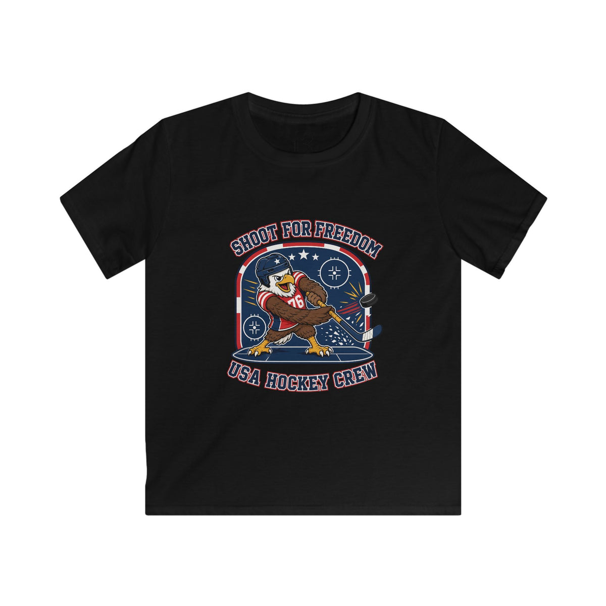 Kids Hockey Tee — "Shoot for Freedom" USA Hockey Crew Youth Shirt