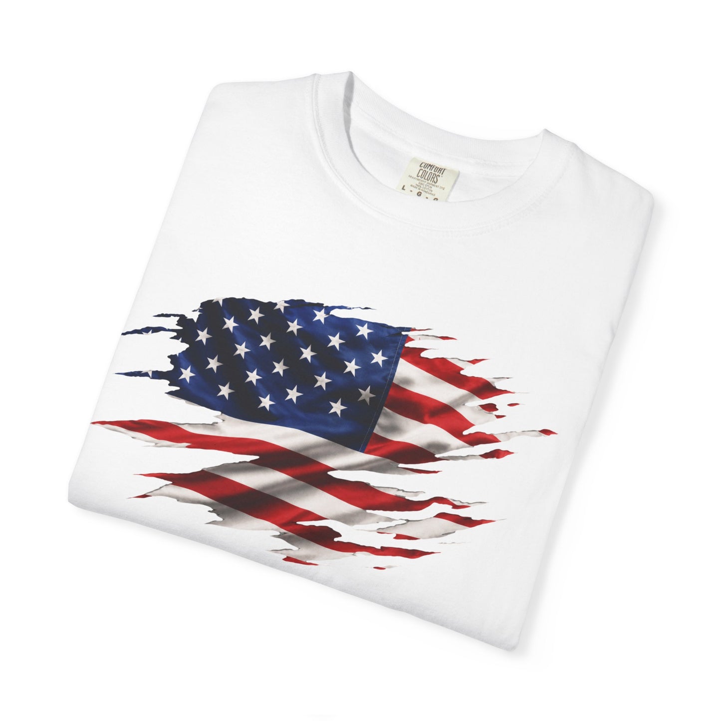 T-Shirt — Ripped American Flag Graphic Patriotic Tee
