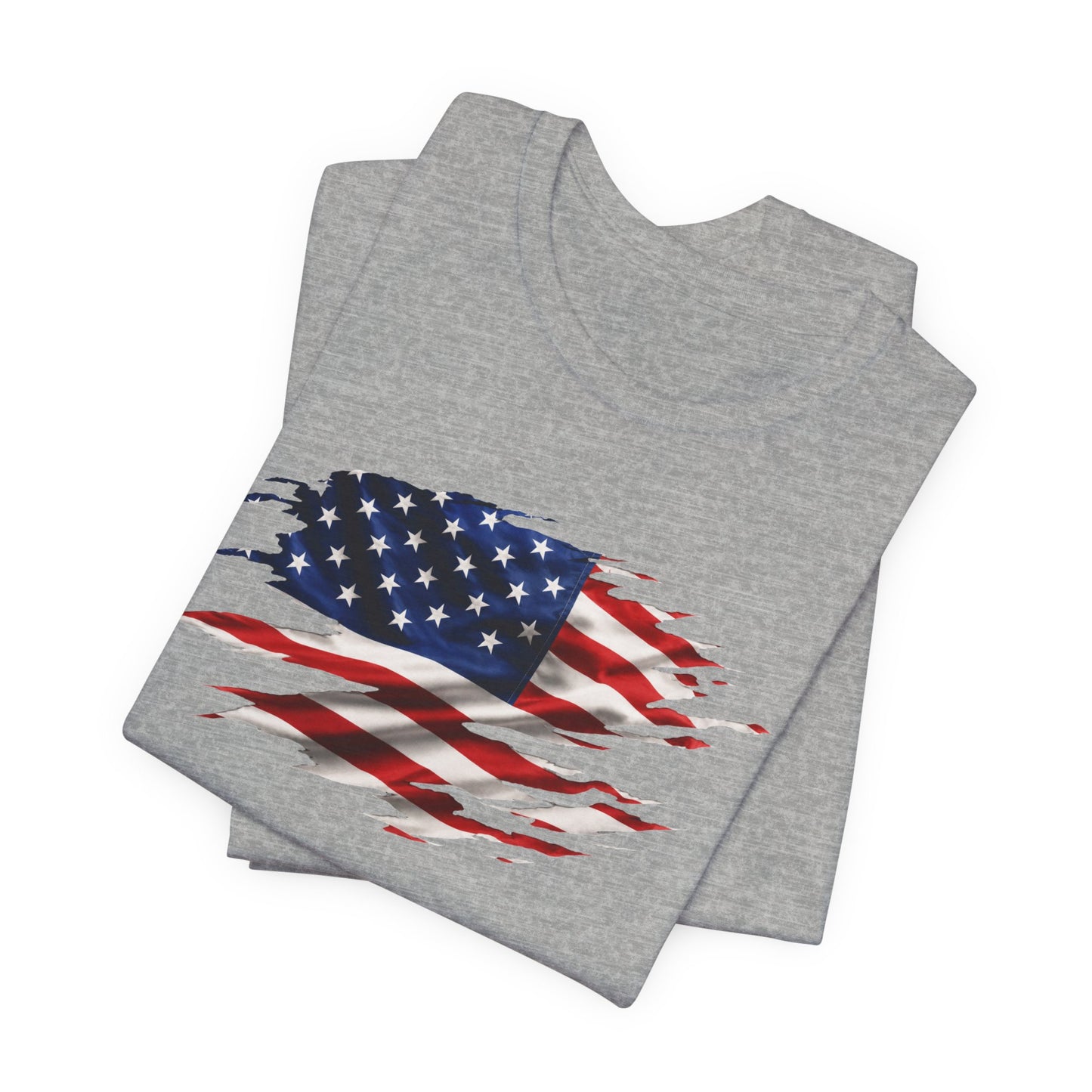 Ripped American Flag T-Shirt — Distressed USA Patriotic Tee for 4th of July