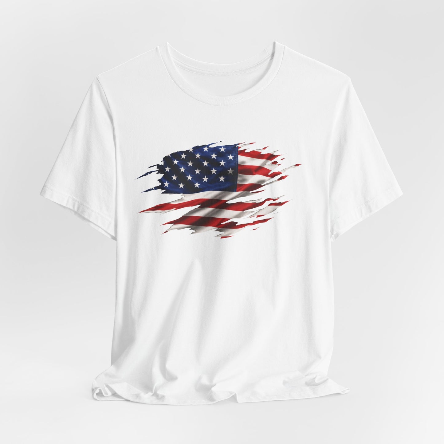 Ripped American Flag T-Shirt — Distressed USA Patriotic Tee for 4th of July