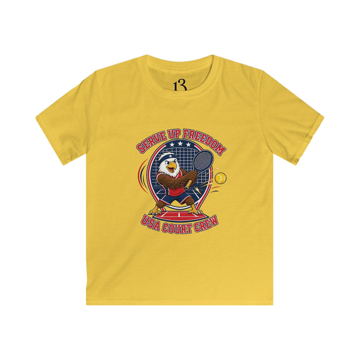 Kids Tee — 'Swing Up Freedom' Tennis Graphic Youth Shirt