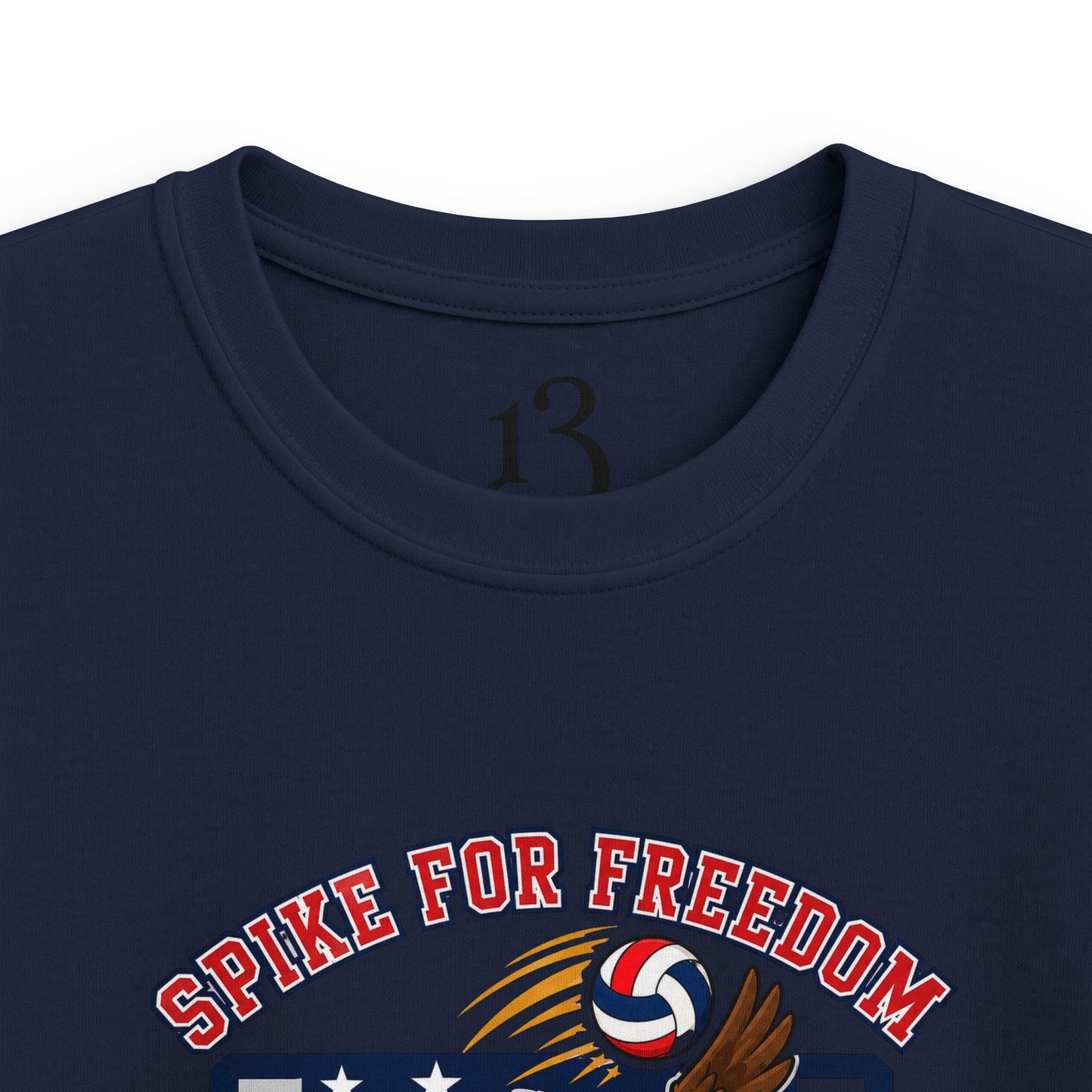 Kids Volleyball T‑Shirt — Eagle Playing Volleyball Graphic (Cheer For Victory)