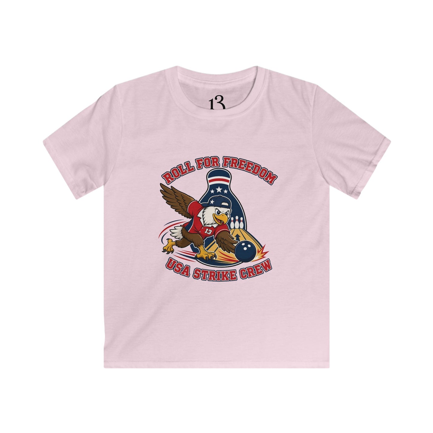 Kids Tee - Bowling Eagle “Roll For Freedom” Patriotic Graphic