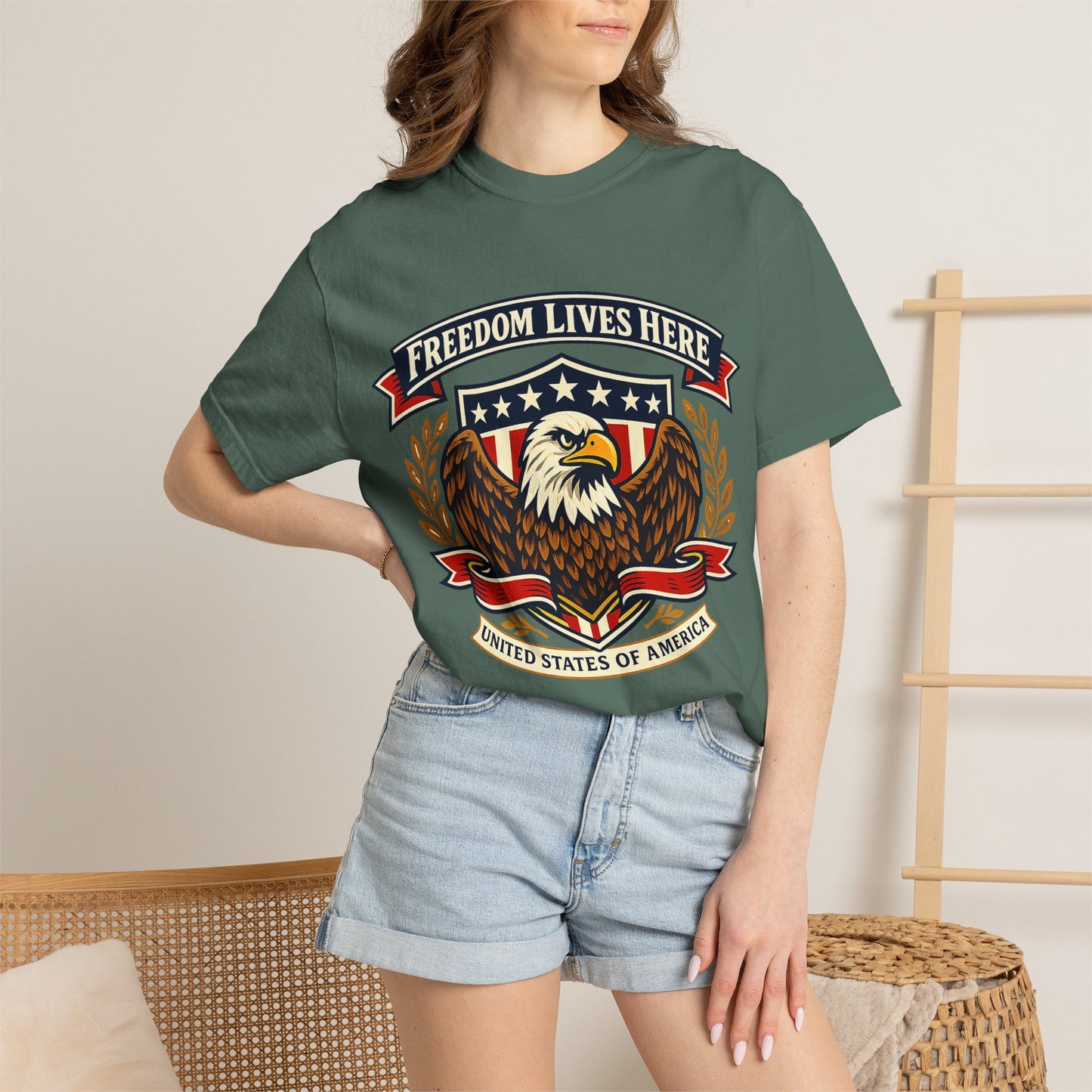Freedom Lives Here Eagle T-Shirt — Patriotic USA Graphic Tee