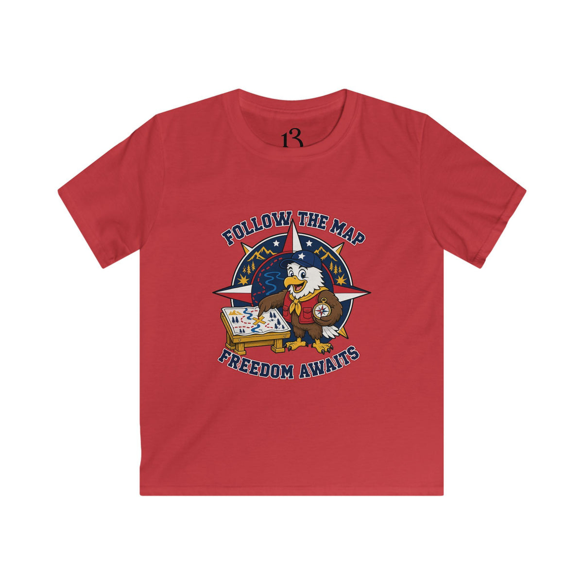 Kids Tee – "Follow the Map, Freedom Awaits" Eagle Adventure Graphic