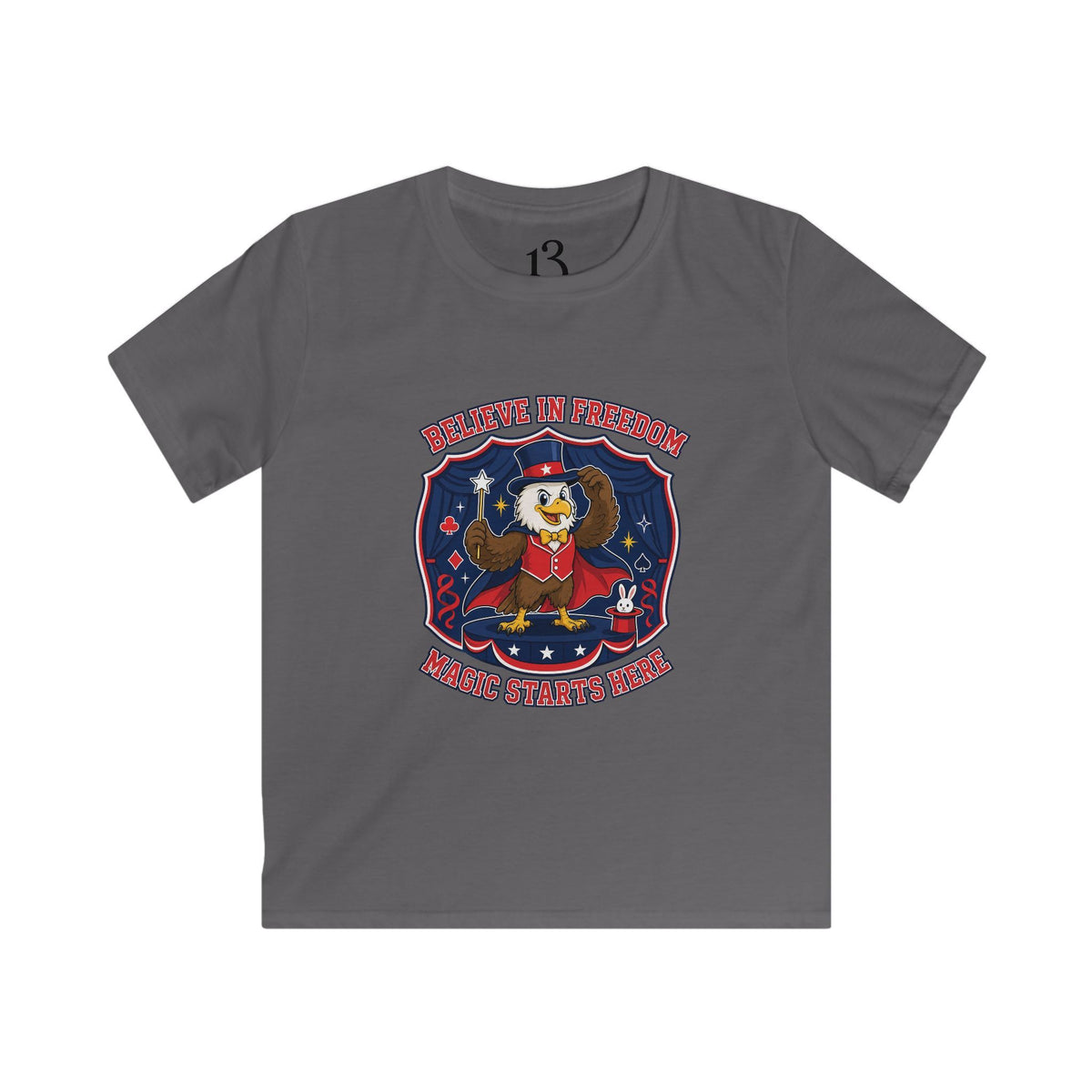 Kids Tee — "Believe in Magic" Eagle Magician Graphic