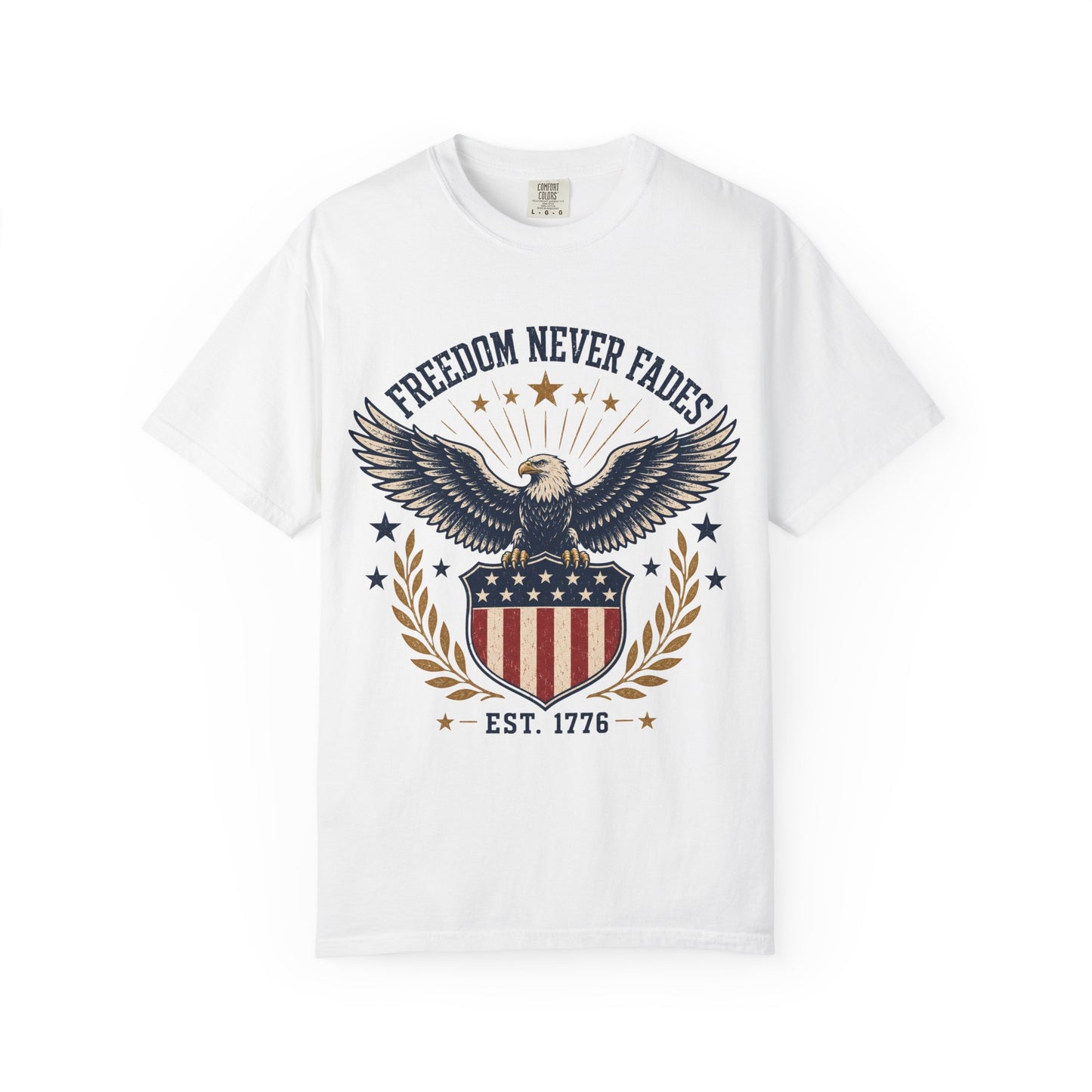 Patriotic Eagle T-Shirt — "Freedom Never Fades" (Est. 1776)