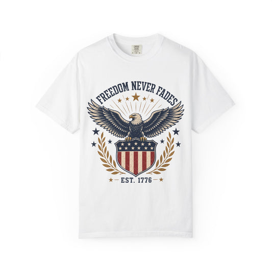 Patriotic Eagle T-Shirt — "Freedom Never Fades" (Est. 1776)