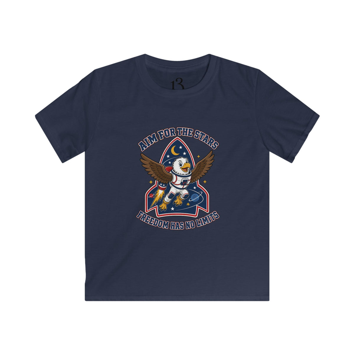 Kids Tee — 'Aim for the Stars' Rocket Eagle Graphic Shirt