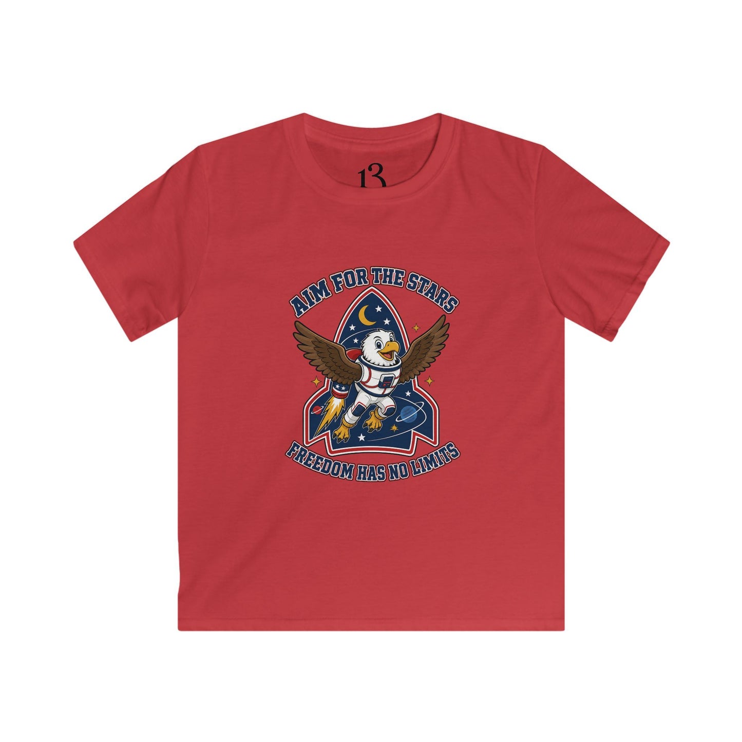 Kids Tee — 'Aim for the Stars' Rocket Eagle Graphic Shirt