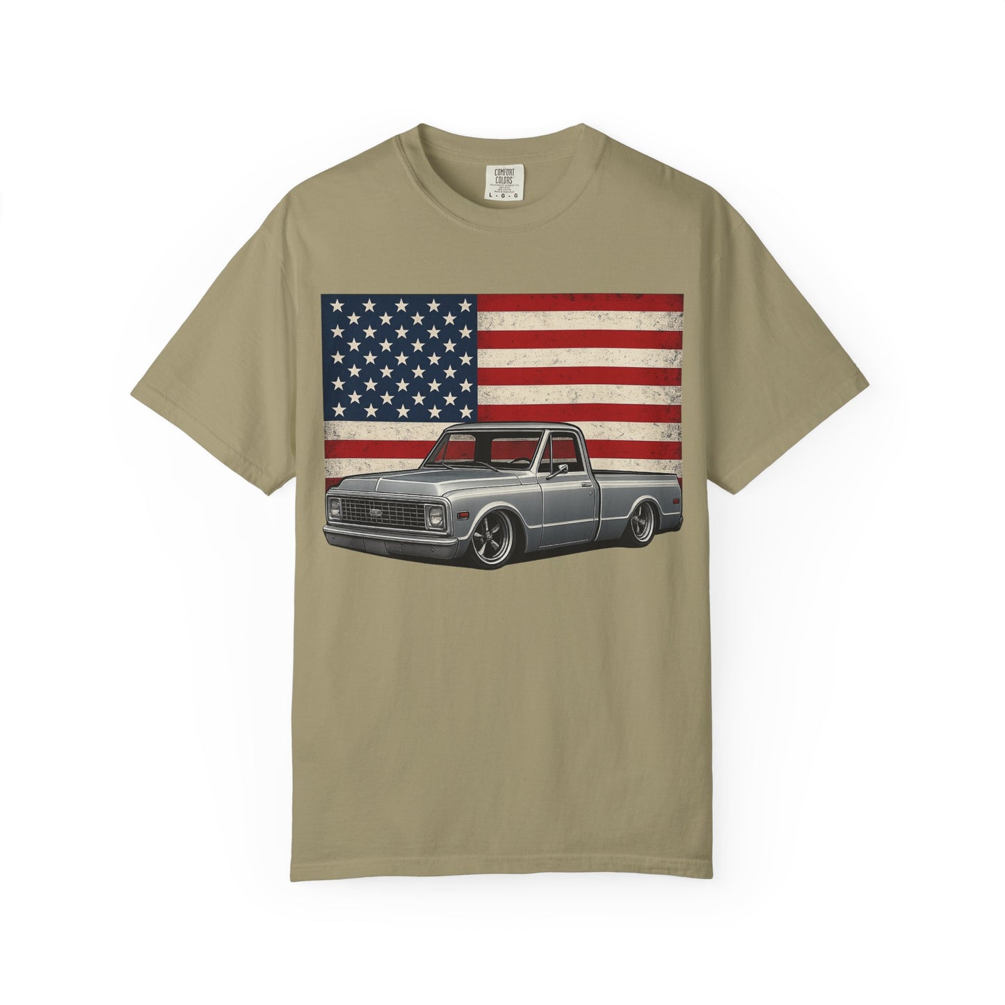 Vintage Chevy C10 Truck T-Shirt with American Flag