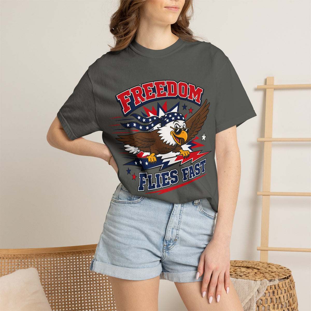 Freedom Flies Fast T-Shirt — Patriotic Eagle Graphic Tee