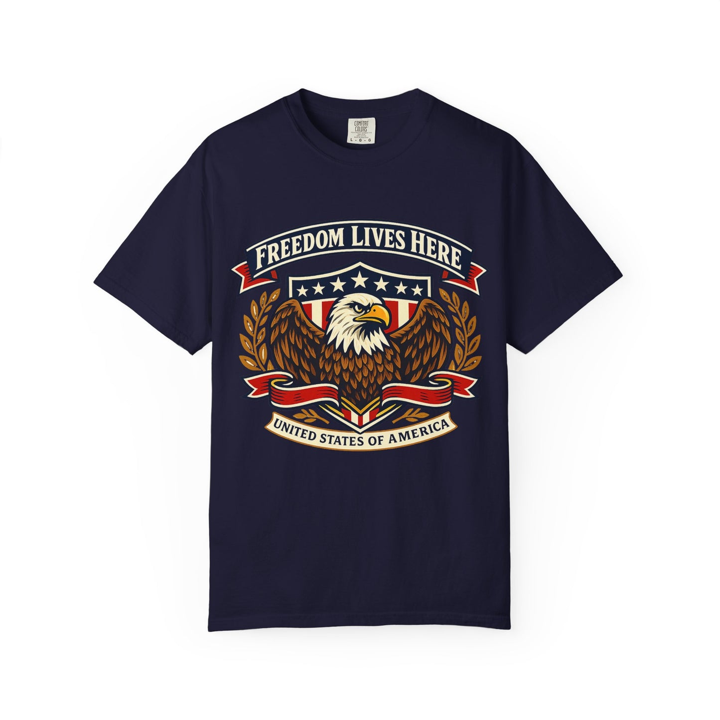 Freedom Lives Here Eagle T-Shirt — Patriotic USA Graphic Tee