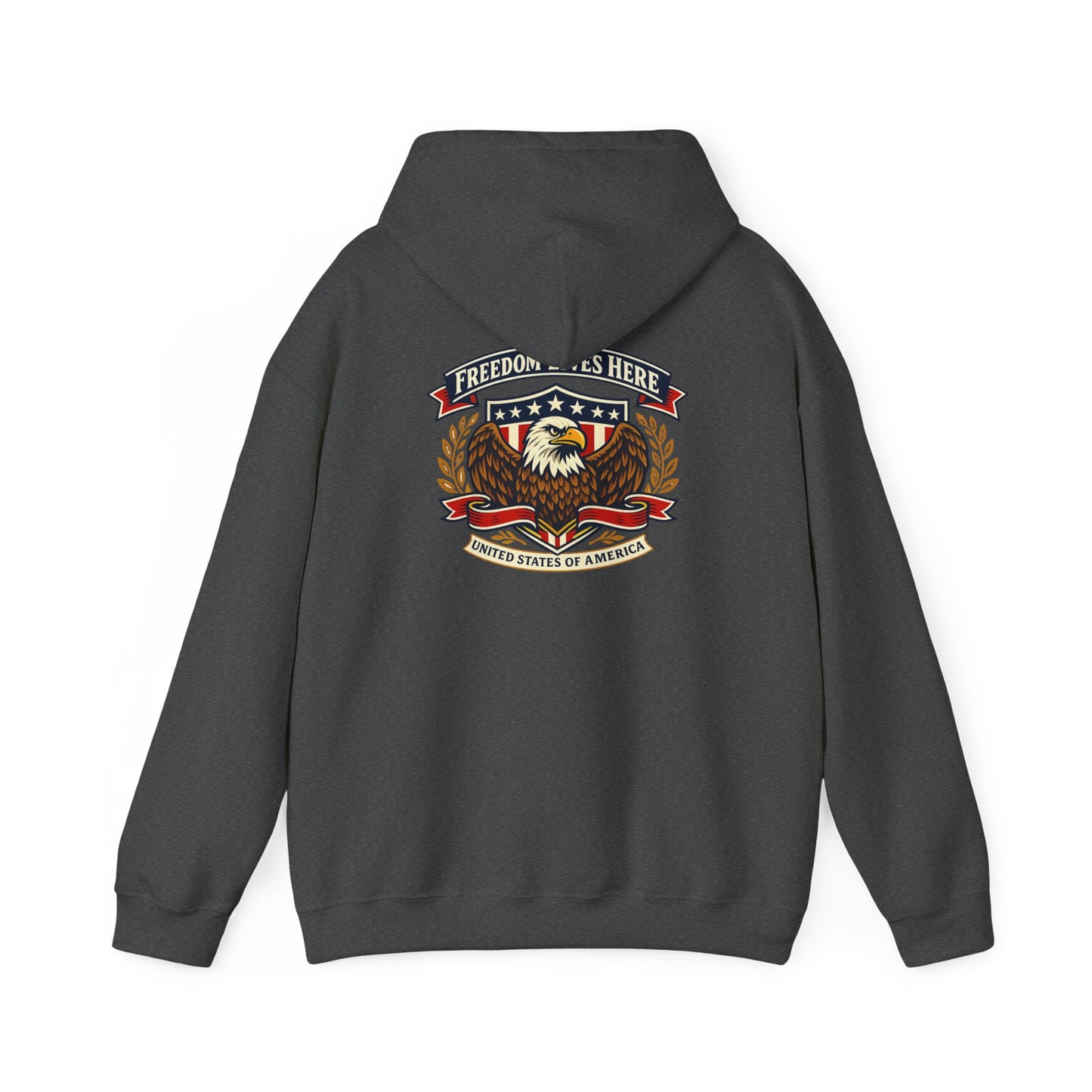 Patriotic Eagle Freedom Hoodie — USA Crest Back Design