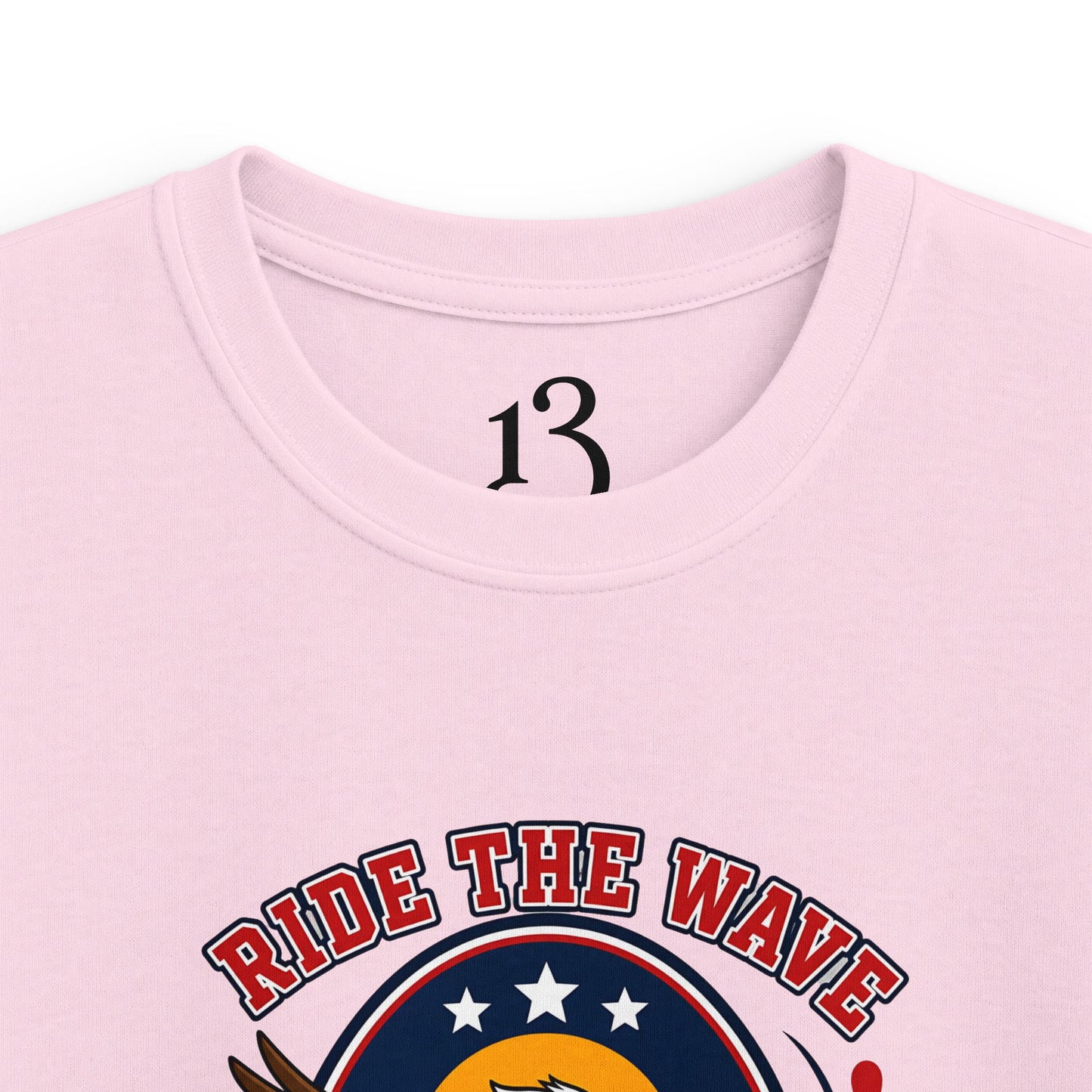 Kids T-Shirt — "Ride the Wave" Patriotic Eagle Surf Design
