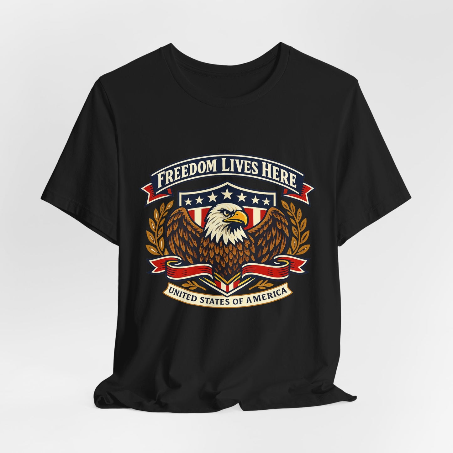 Freedom Lives Here Eagle T-Shirt — Patriotic American Flag Tee