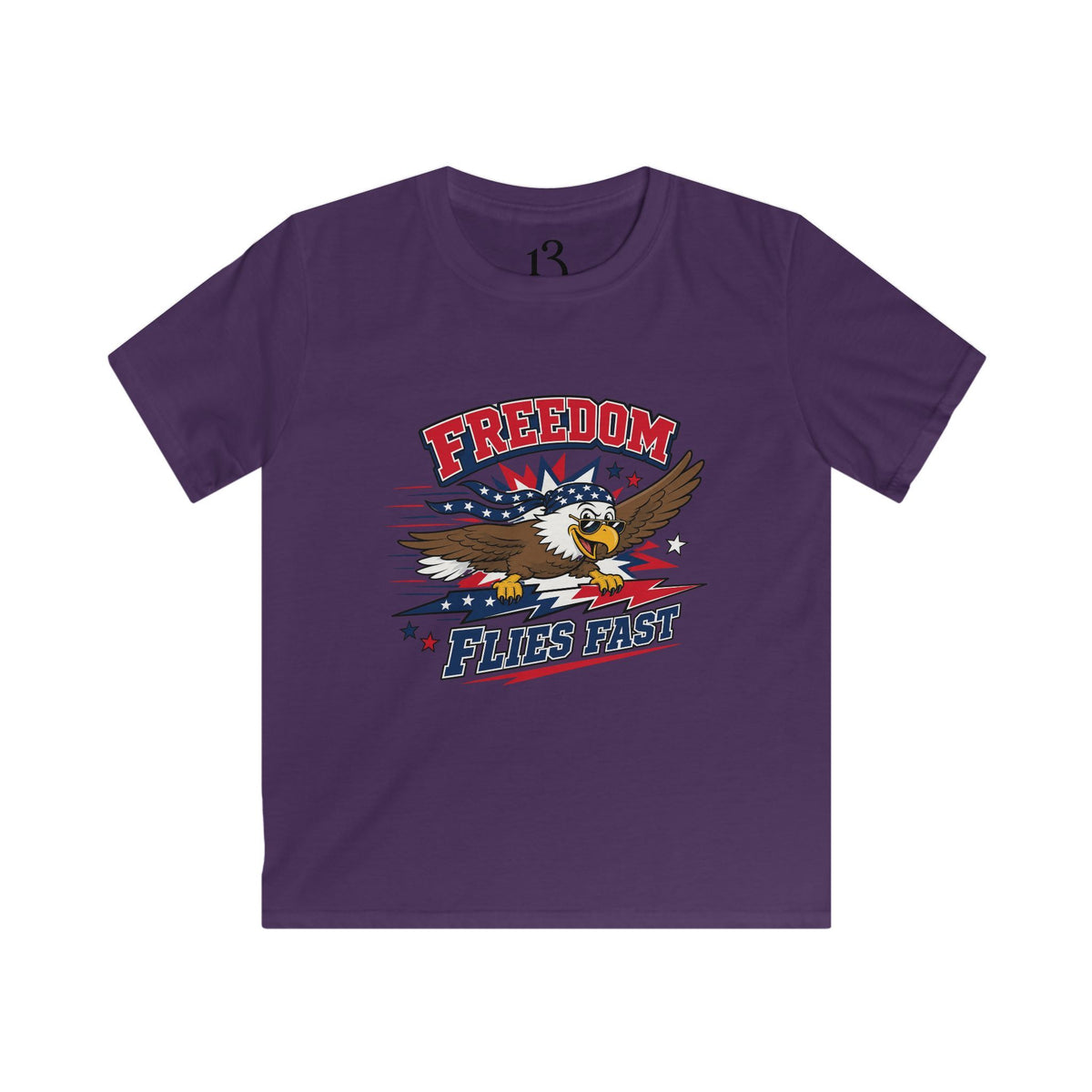 Kids Tee — 'Freedom Flies Fast' American Eagle Patriotic Shirt