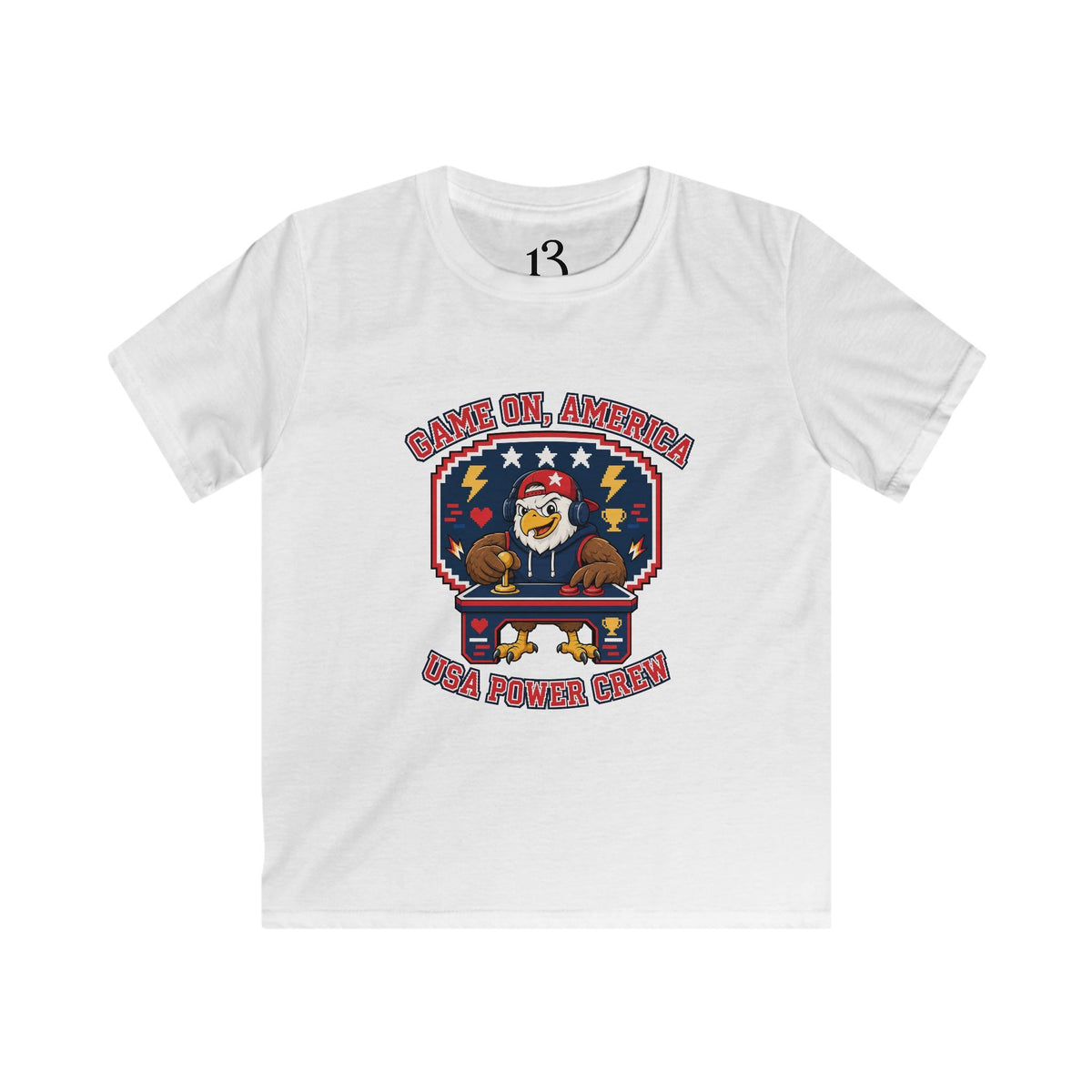 Kids Tee — 'Game On, America' Eagle Arcade Graphic Shirt