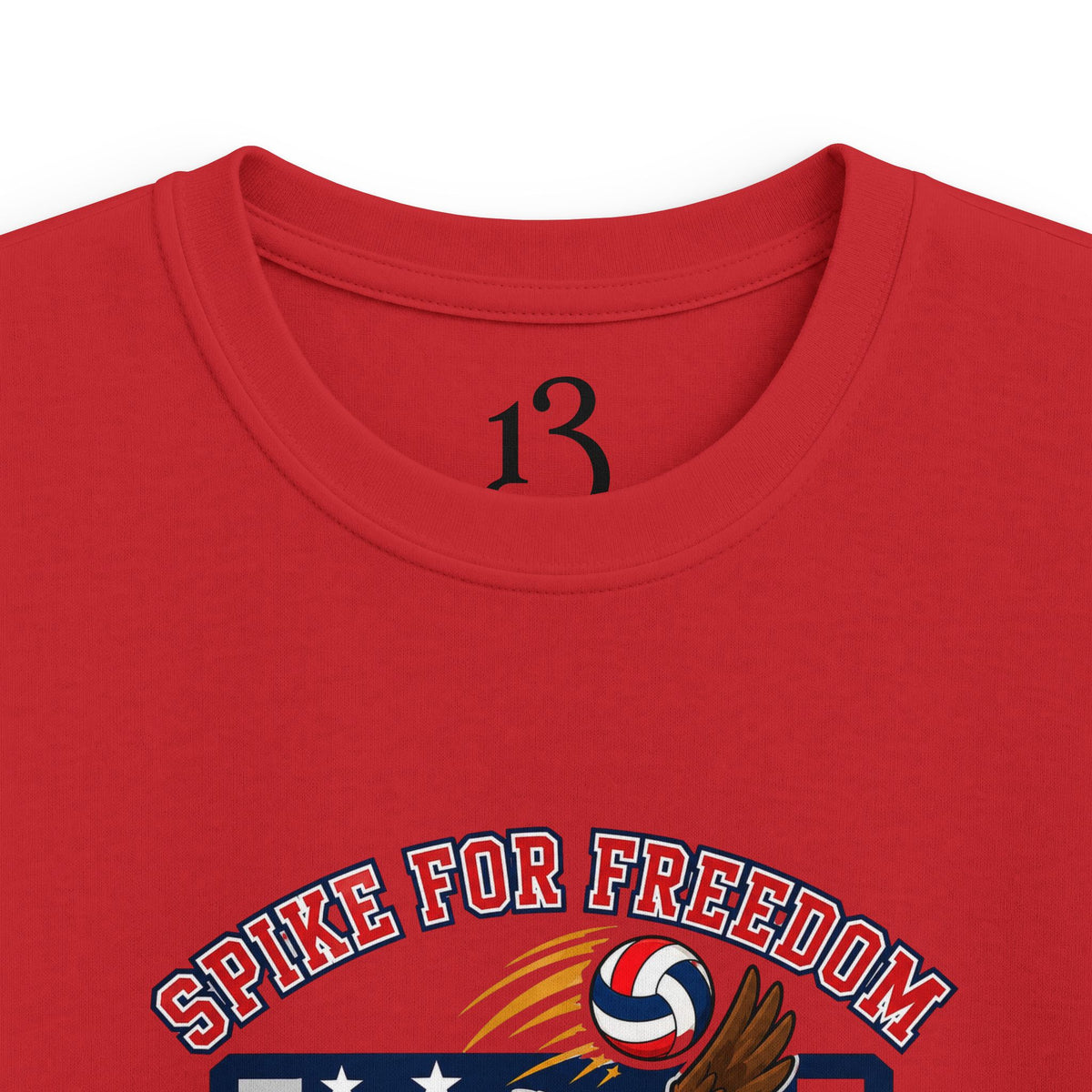 Kids Volleyball T‑Shirt — Eagle Playing Volleyball Graphic (Cheer For Victory)