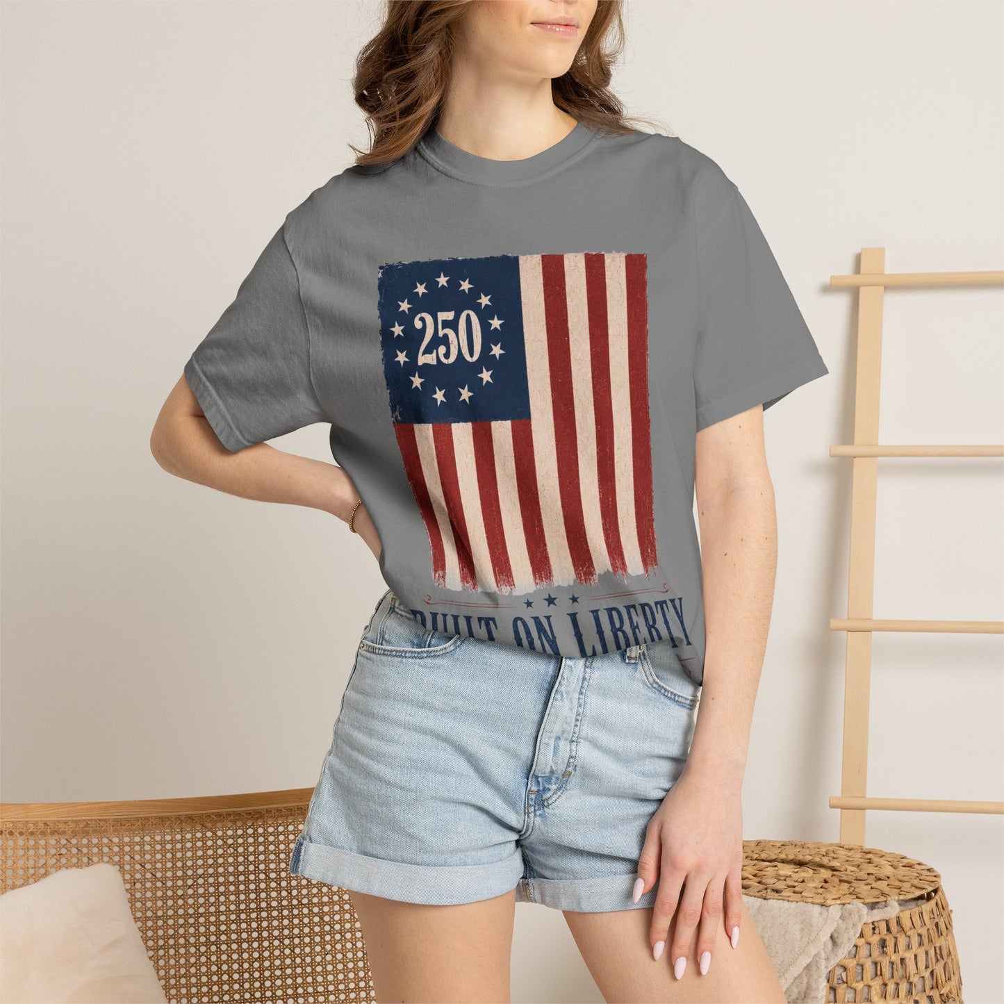 Built on Liberty 250 Flag T-Shirt — Patriotic Independence Day Tee