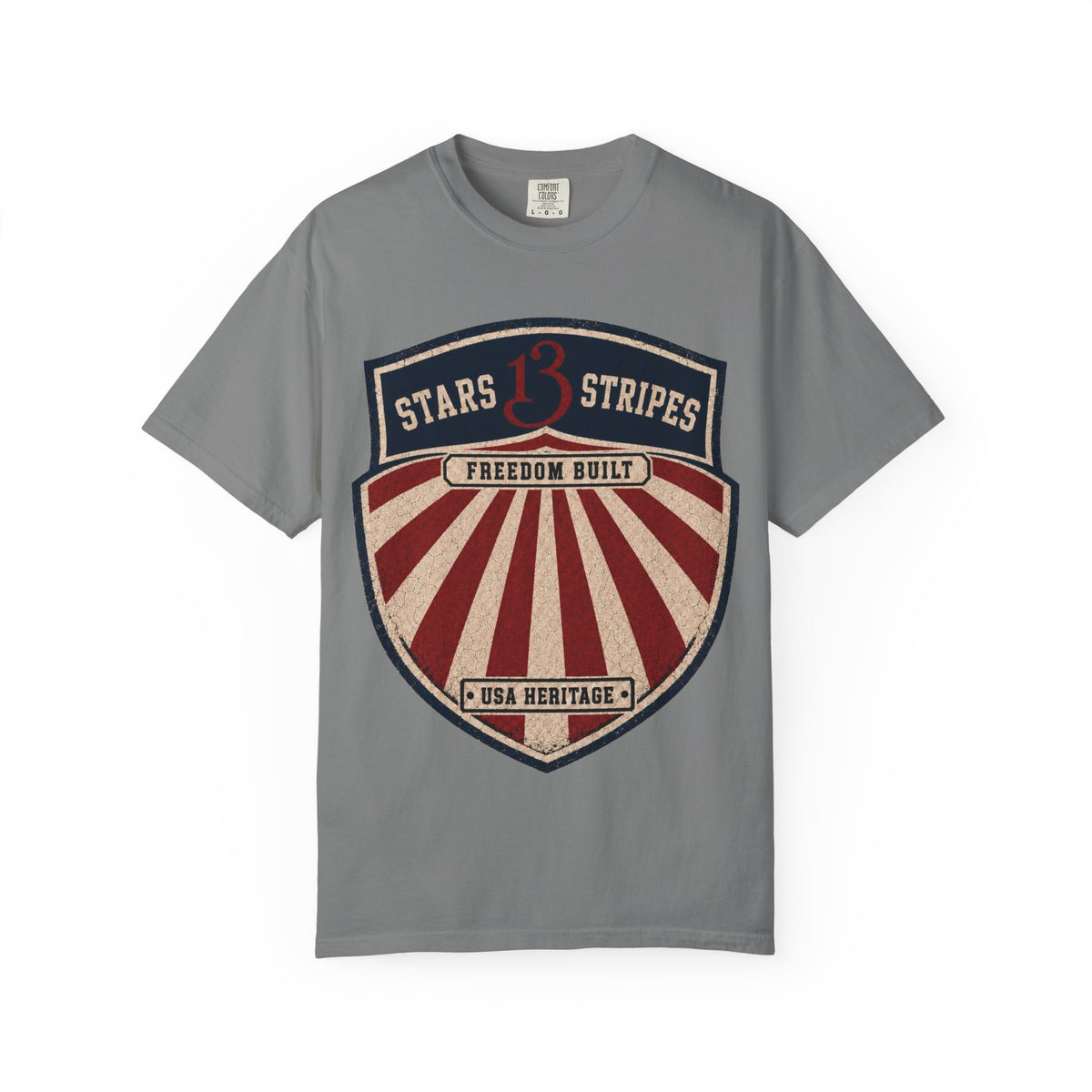 Stars13stripeS Shield T-Shirt — Freedom Built USA Heritage Tee