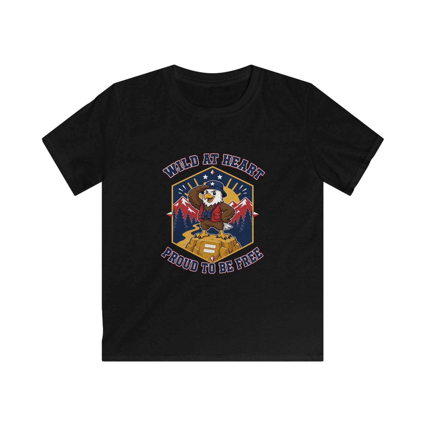 Kids Tee — "Wild at Heart, Ready to Be Free" Adventure Bear Graphic