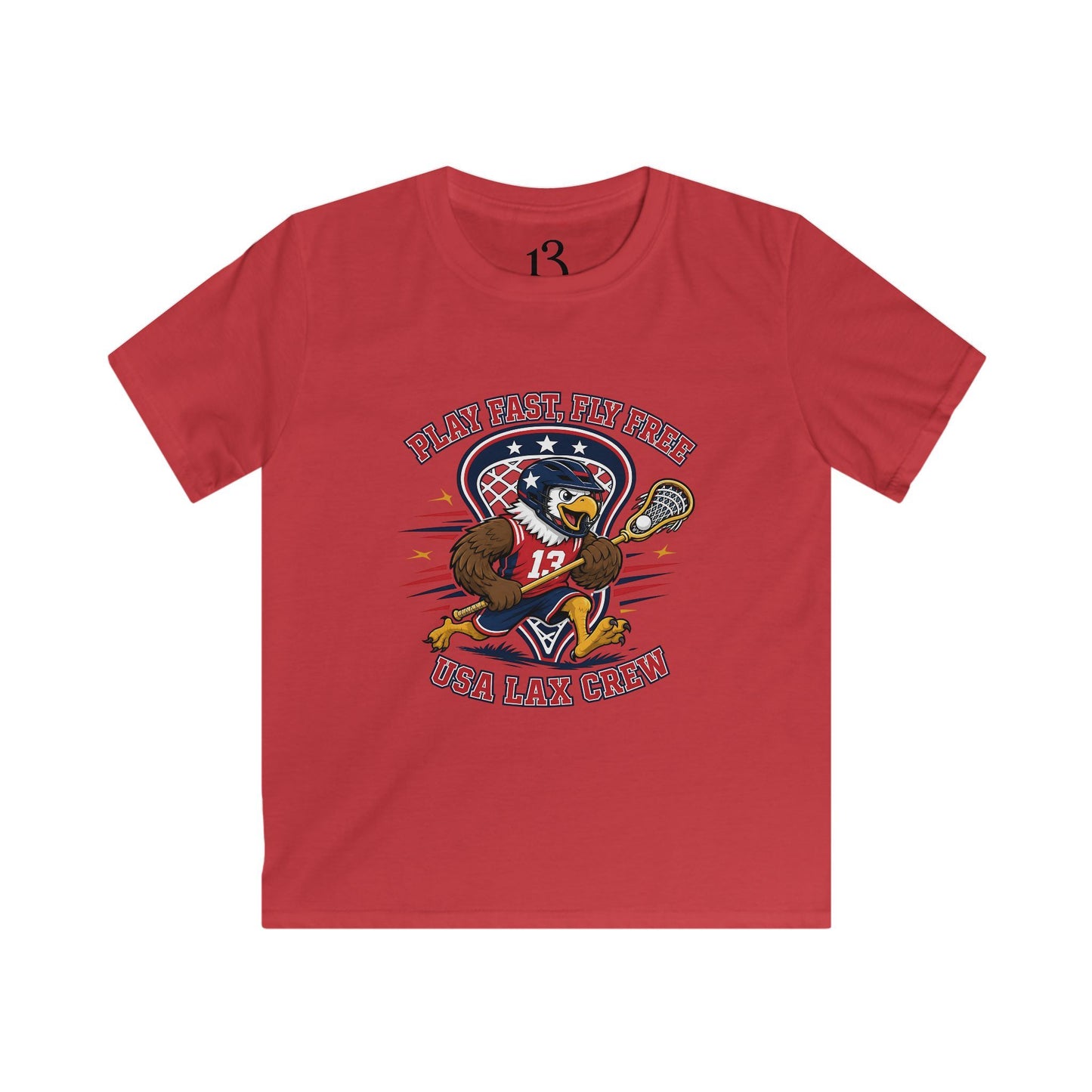 Kids Lacrosse Tee - 'Play Fast, Hit Hard' Eagle Lacrosse Graphic Shirt