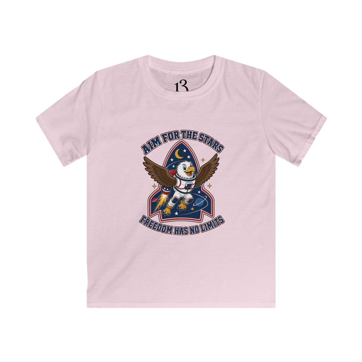 Kids Tee — 'Aim for the Stars' Rocket Eagle Graphic Shirt