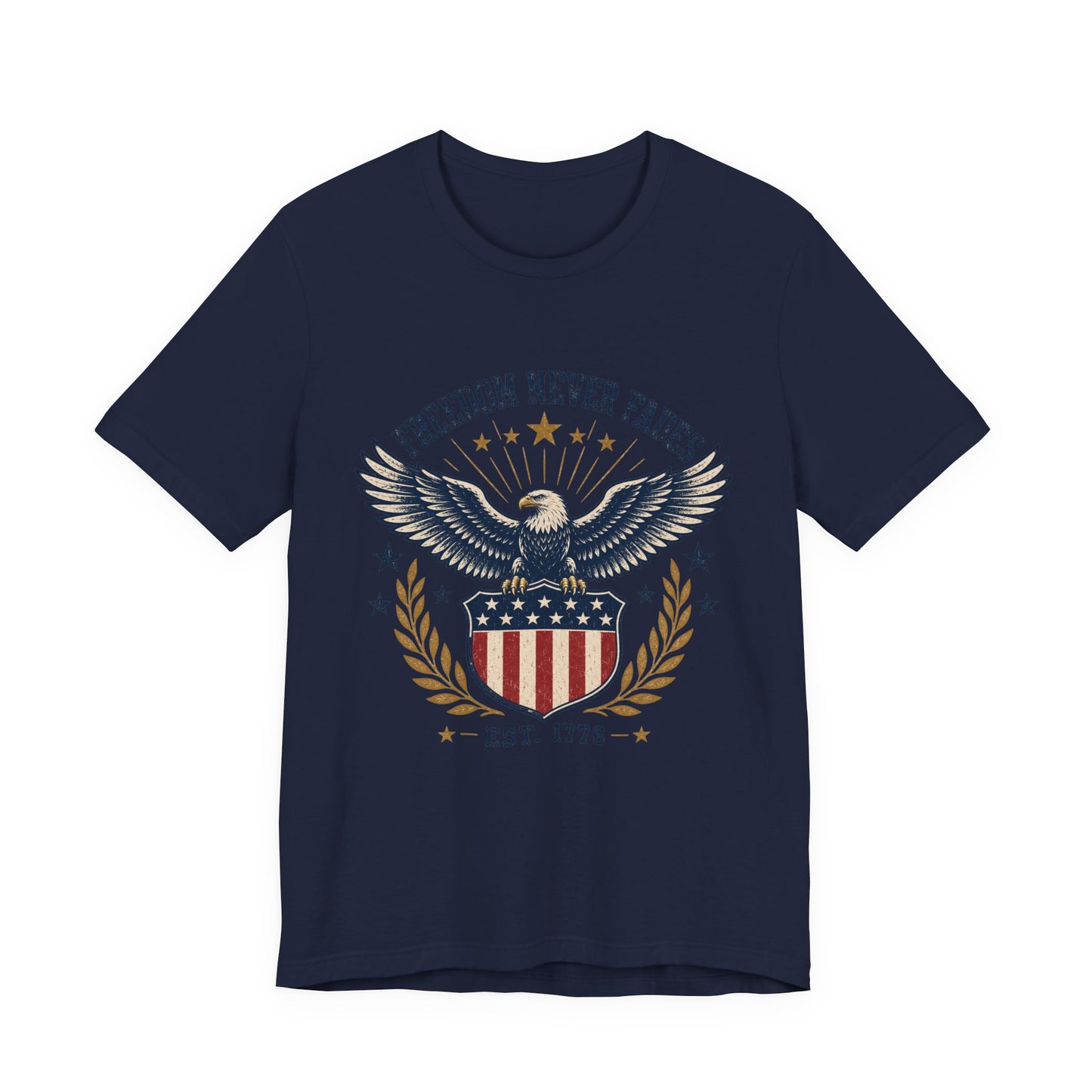Freedom Never Fades Eagle T-Shirt — Patriotic USA Flag Vintage Tee