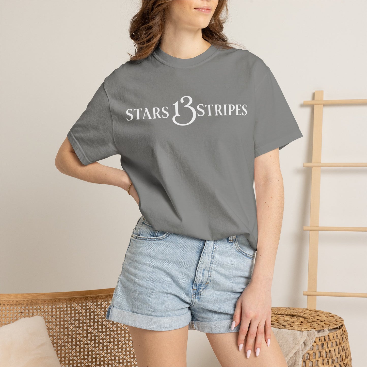 Stars13stripeS T‑Shirt — Vintage Olive Graphic Tee