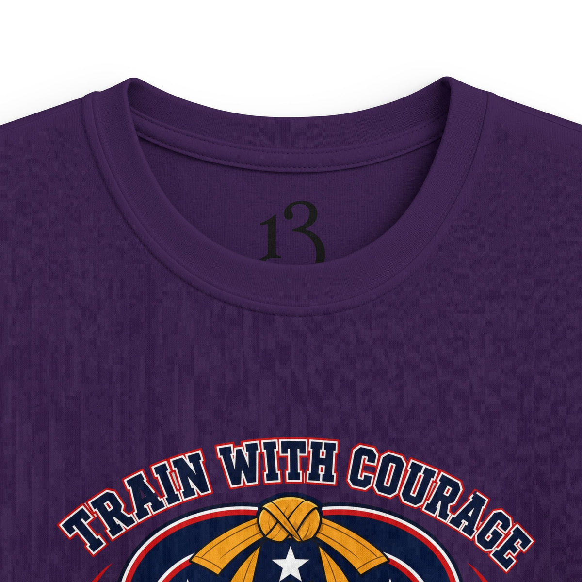Kids Tee — "Train With Courage, Stand Strong And Free" Patriotic Martial Arts Penguin Design