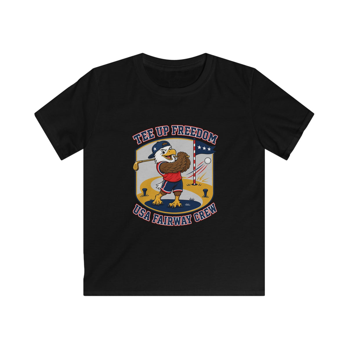 Kids T-Shirt - 'Tee Up Freedom' USA Fairway Crew Golf Graphic Tee for Boys