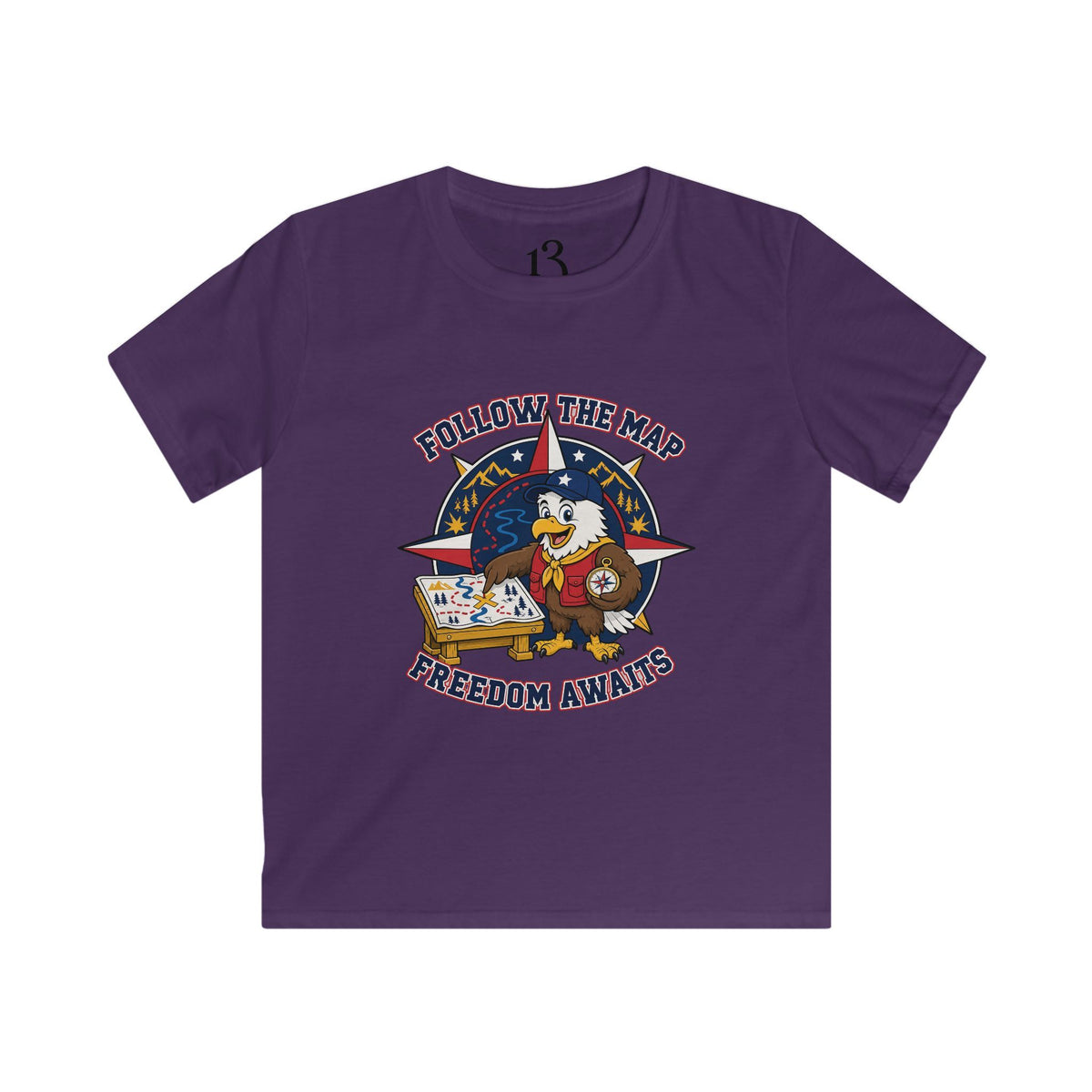 Kids Tee – "Follow the Map, Freedom Awaits" Eagle Adventure Graphic