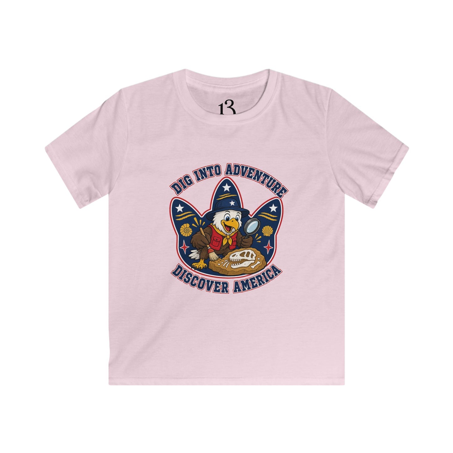 Kids T-Shirt - "Dig Into Adventure: Discover America" Patriotic Eagle Tee