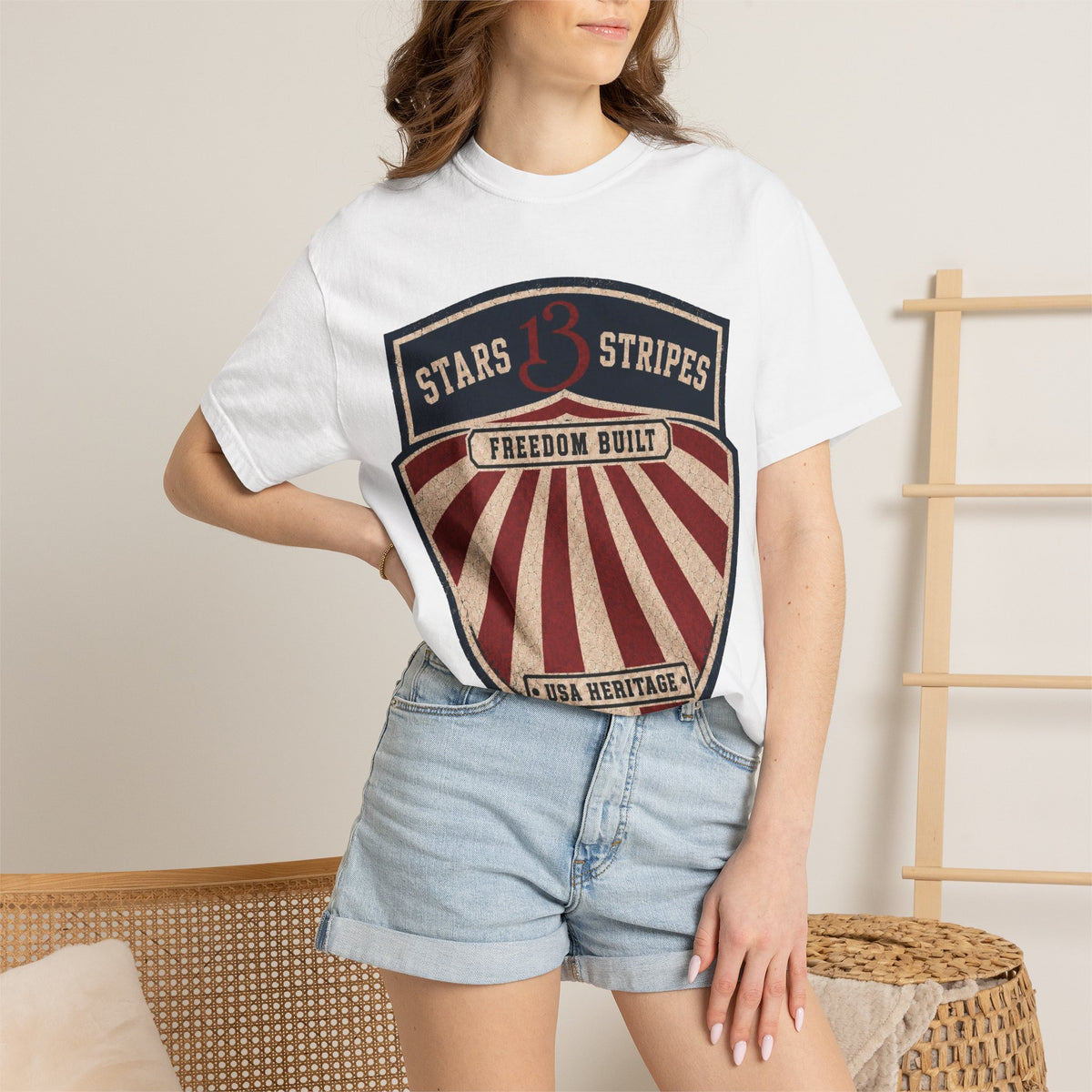 Stars13stripeS Shield T-Shirt — Freedom Built USA Heritage Tee