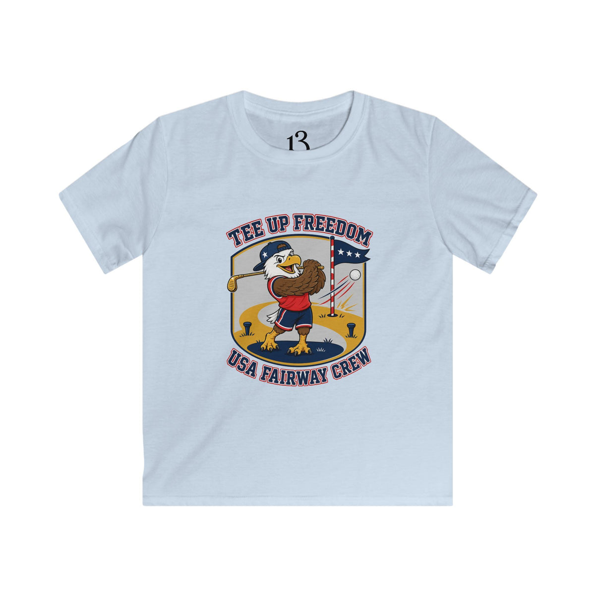 Kids T-Shirt - 'Tee Up Freedom' USA Fairway Crew Golf Graphic Tee for Boys