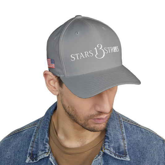 Stars13stripeS Embroidered Enclosed Back Cap White Font