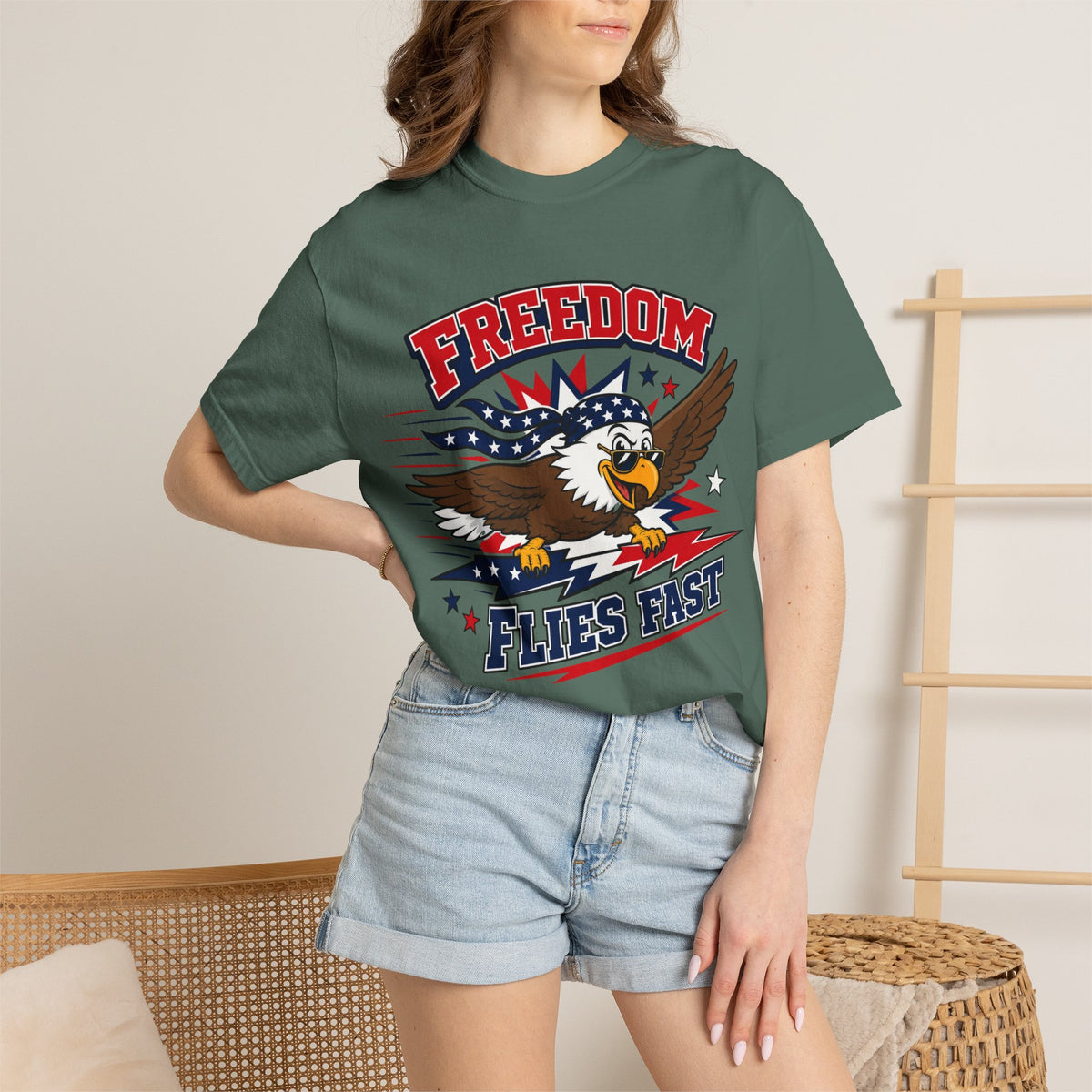 Freedom Flies Fast T-Shirt — Patriotic Eagle Graphic Tee