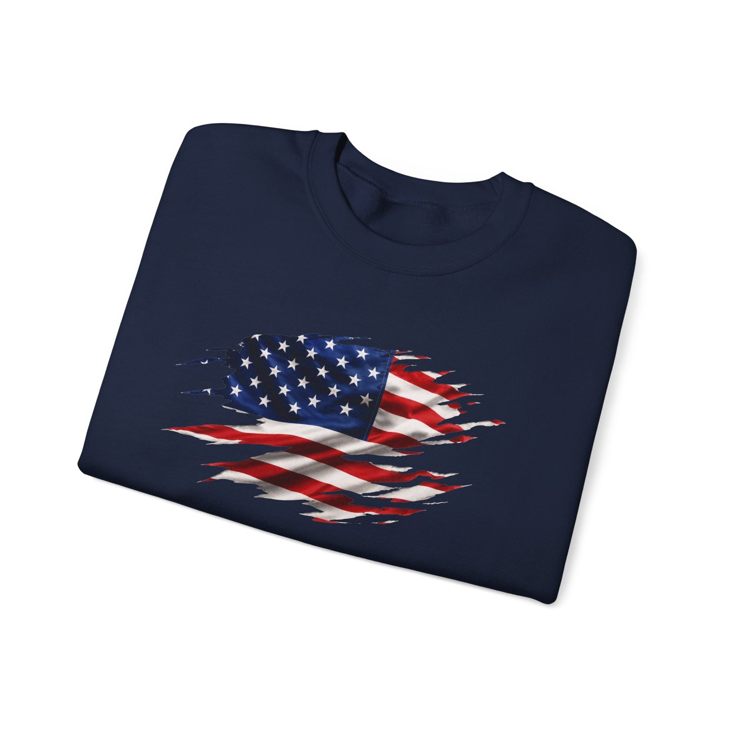 Distressed American Flag Crewneck Sweatshirt – Patriotic USA Pullover