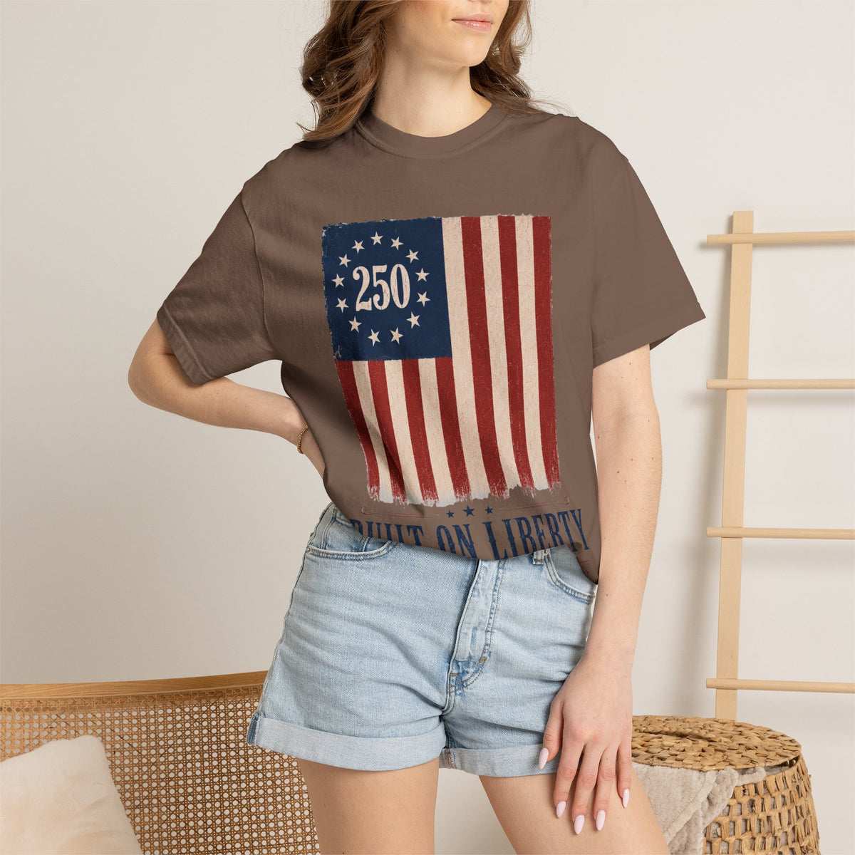 Built on Liberty 250 Flag T-Shirt — Patriotic Independence Day Tee