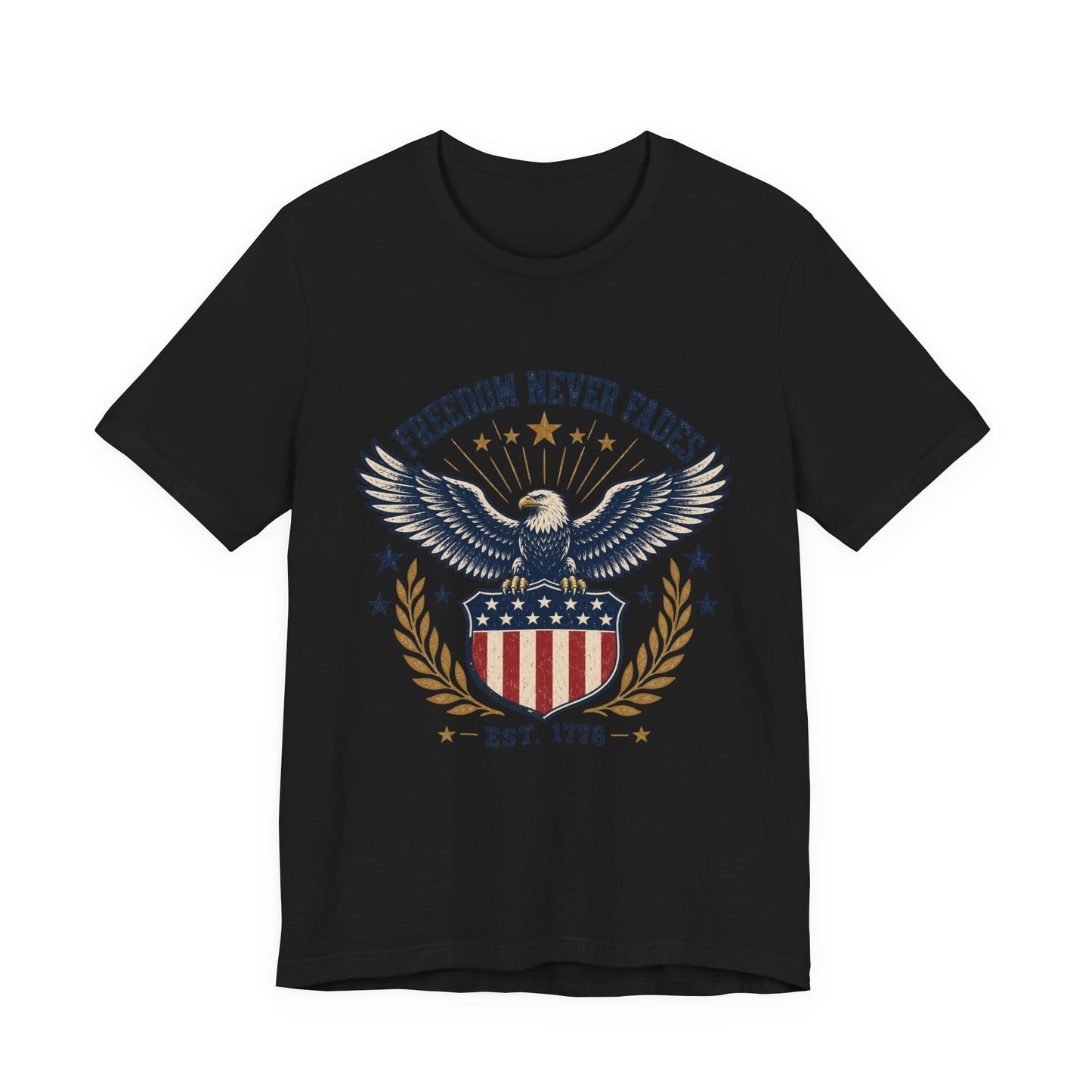 Freedom Never Fades Eagle T-Shirt — Patriotic USA Flag Vintage Tee