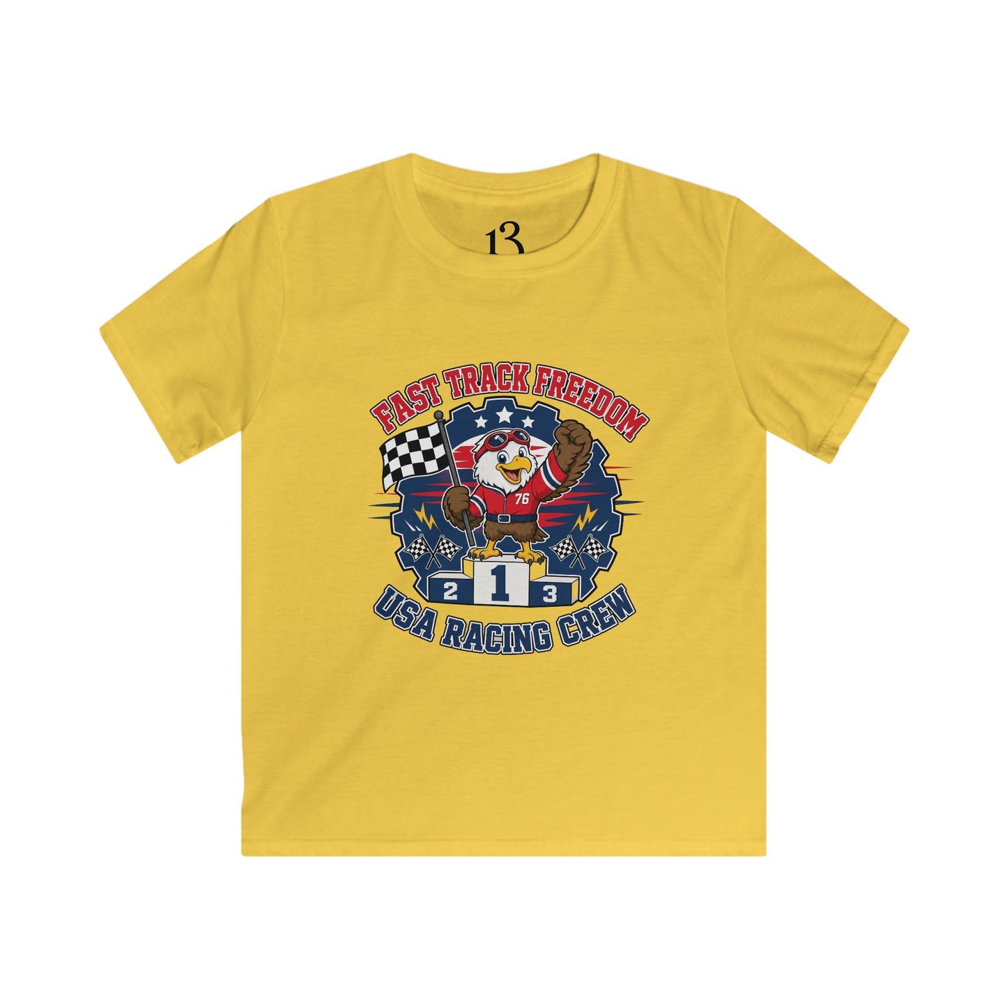Kids Racing Tee - 'Fast Track Freedom' USA Racing Champion Graphic