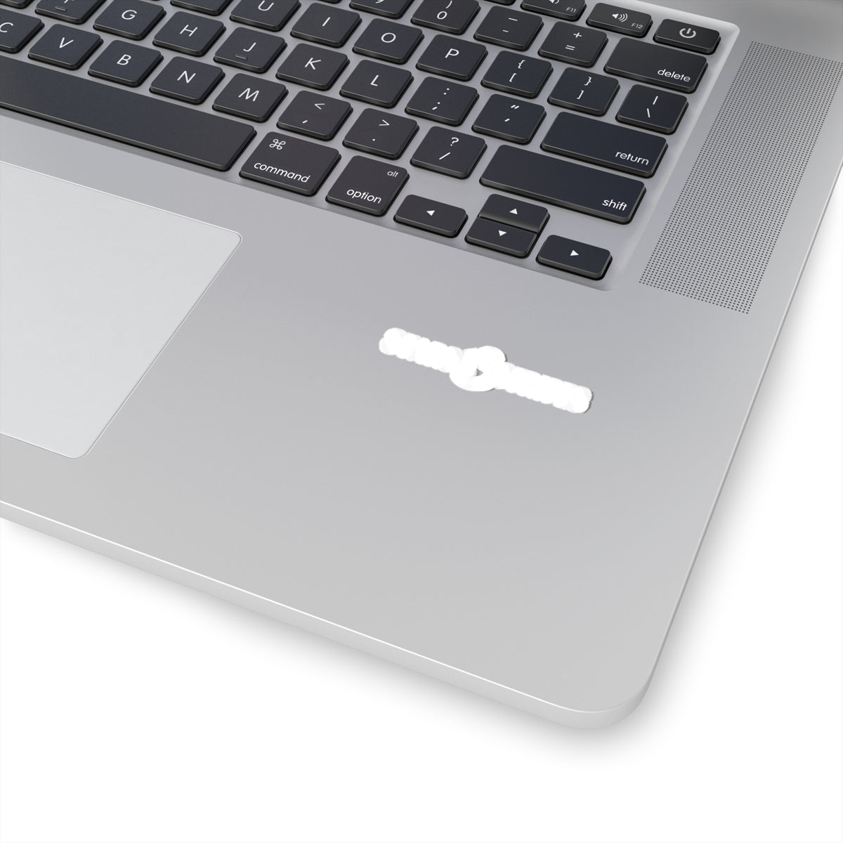 Kiss-Cut Sticker — White Script Logo Decal (Laptop, Water Bottle)