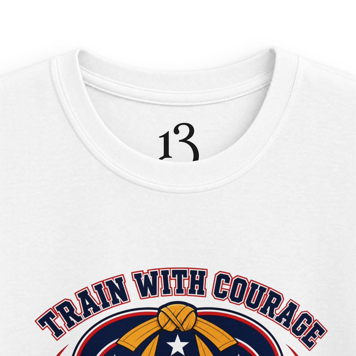 Kids Tee — "Train With Courage, Stand Strong And Free" Patriotic Martial Arts Penguin Design