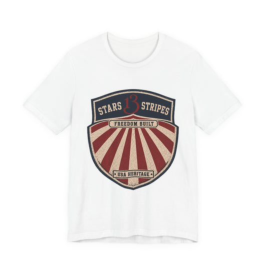 Stars13stripeS Shield T‑Shirt — Freedom Built USA Heritage Tee