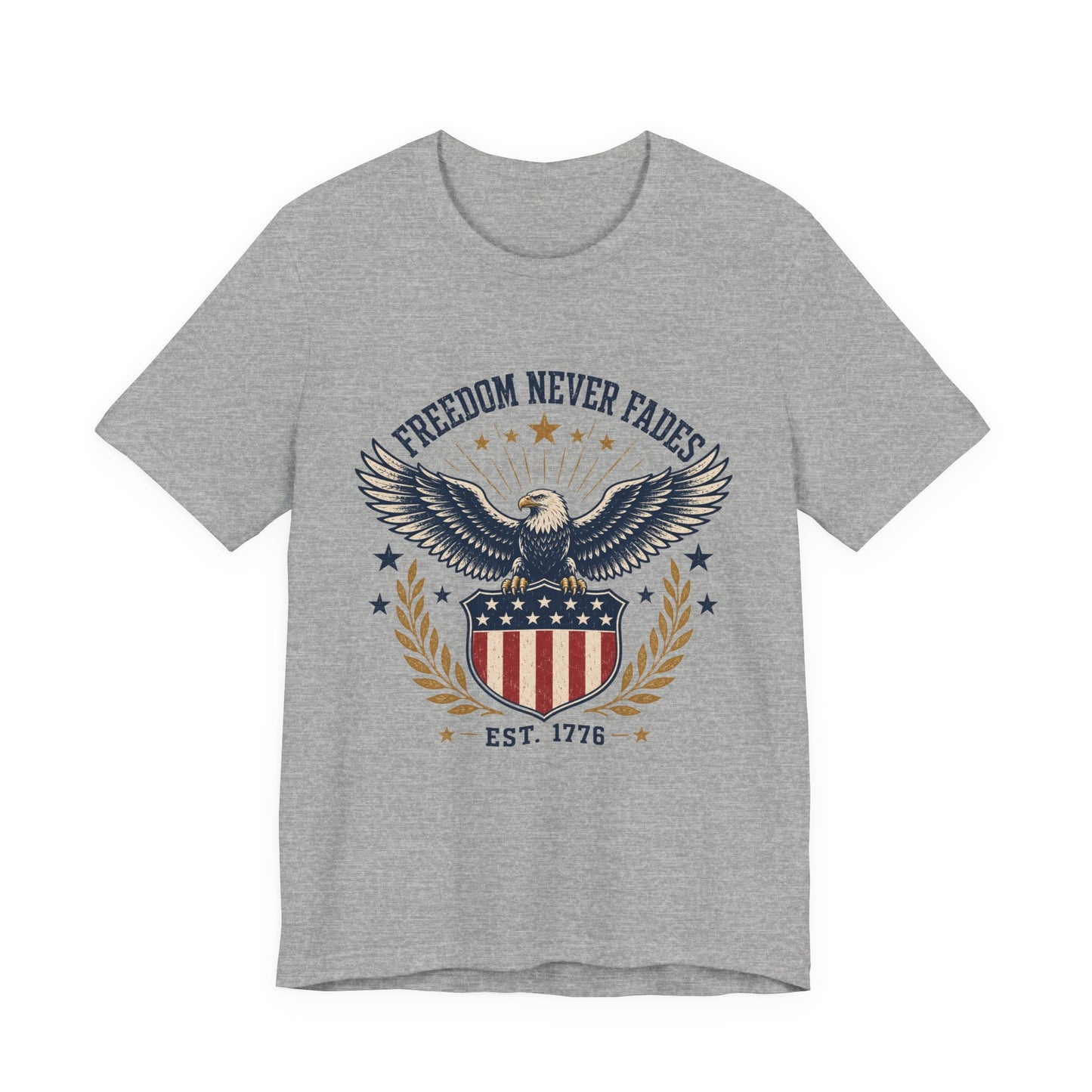 Freedom Never Fades Eagle T-Shirt — Patriotic USA Flag Vintage Tee