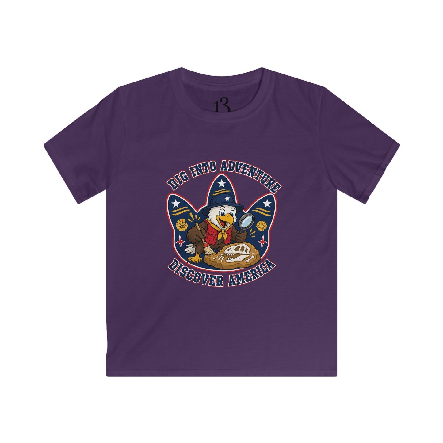 Kids T-Shirt - "Dig Into Adventure: Discover America" Patriotic Eagle Tee