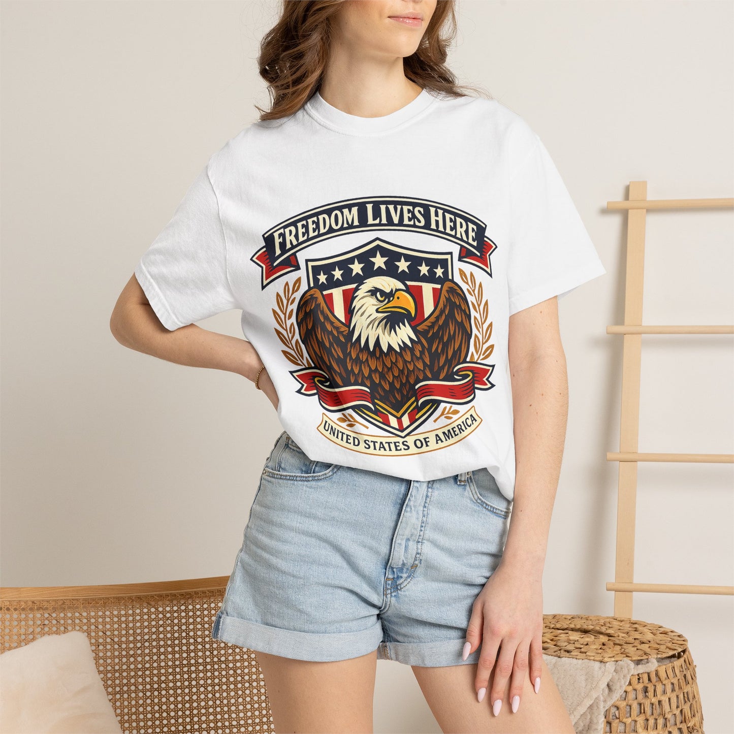 Freedom Lives Here Eagle T-Shirt — Patriotic USA Graphic Tee