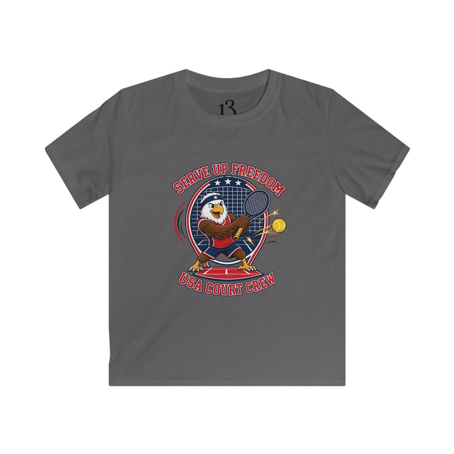 Kids Tee — 'Swing Up Freedom' Tennis Graphic Youth Shirt